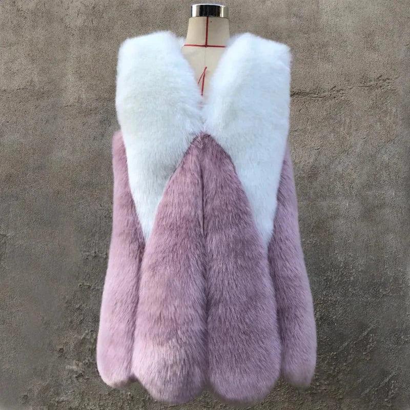 Hot Sale Winter Thick Warm Fake Fur Vests Coat Women Faux Fox Fur Vest Midum Long Coats Waistcoat Female Jacket