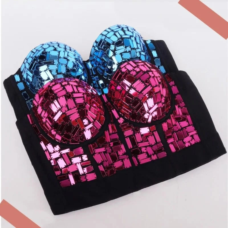 Hot Sales Women Rhinestone Diamond Corset Top Square glass Crystal Bodycon slings Bra Top