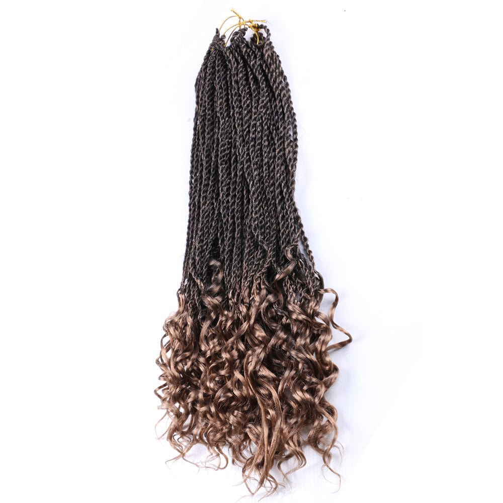 Hot sell 18inch 30stands synthetic braiding hair synthetic hair extensions with wavy ends curly senegalese twist hair