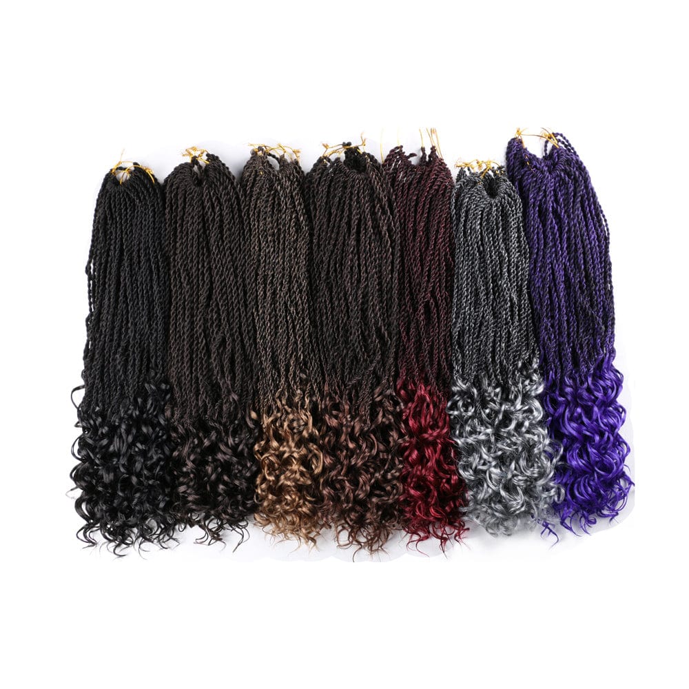 Hot sell 18inch 30stands synthetic braiding hair synthetic hair extensions with wavy ends curly senegalese twist hair