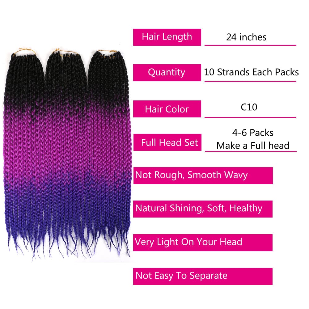 Hot sell 24 inch 10 strands  crochet braiding hair synthetic hair extension senegalese twist ombre box braids