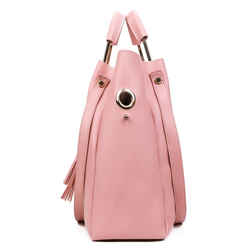 Hot Sell Casual Multi Function Burgundy Women Tote Shoulder Bag Leather Hand Bags Ladies Purses Handbags Set