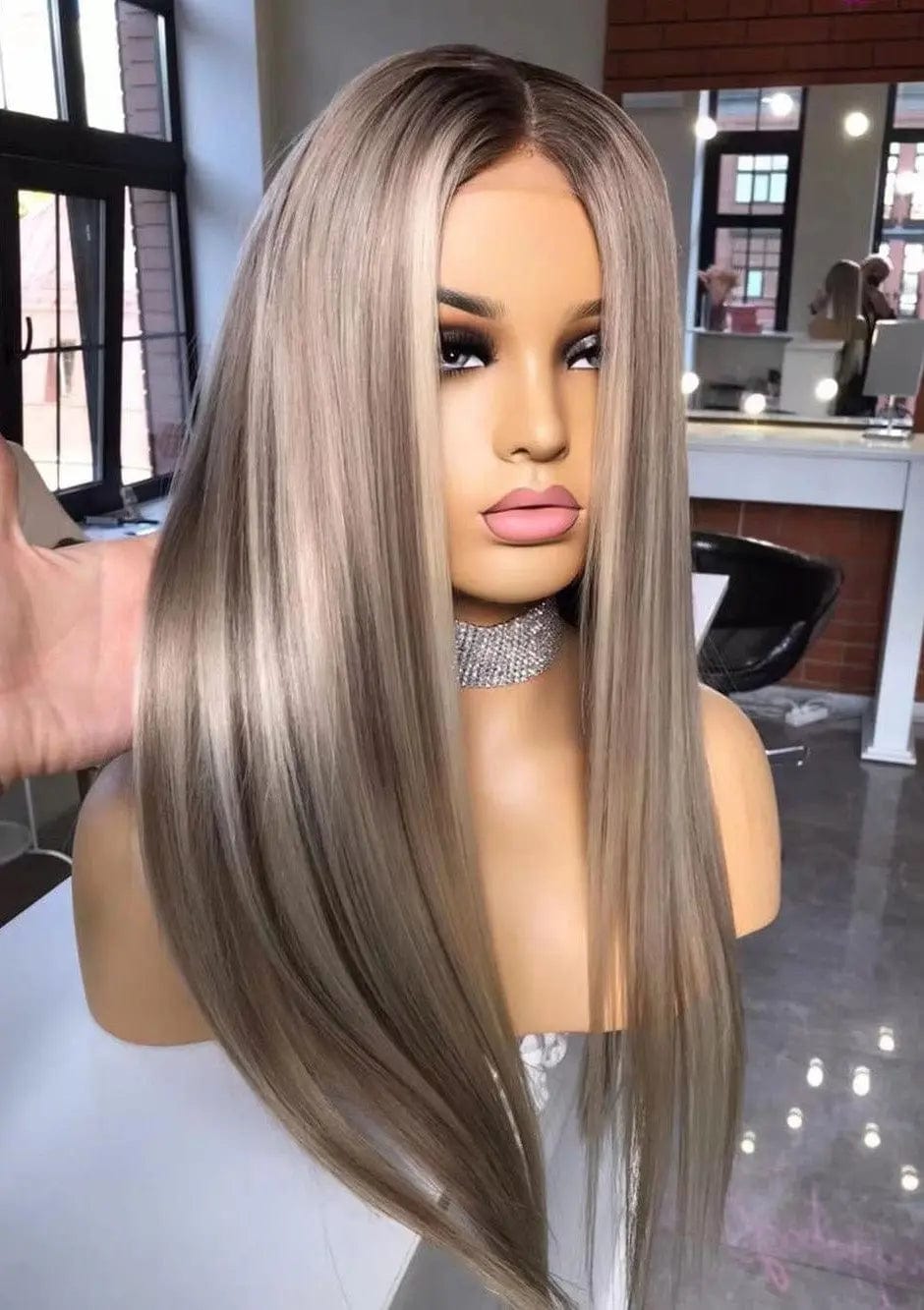 Hot Sell Cuticle Aligned Blonde Brown Ombre Color Straight Vietnam Human Hair Wig Pre Plucked Lace Front Wigs