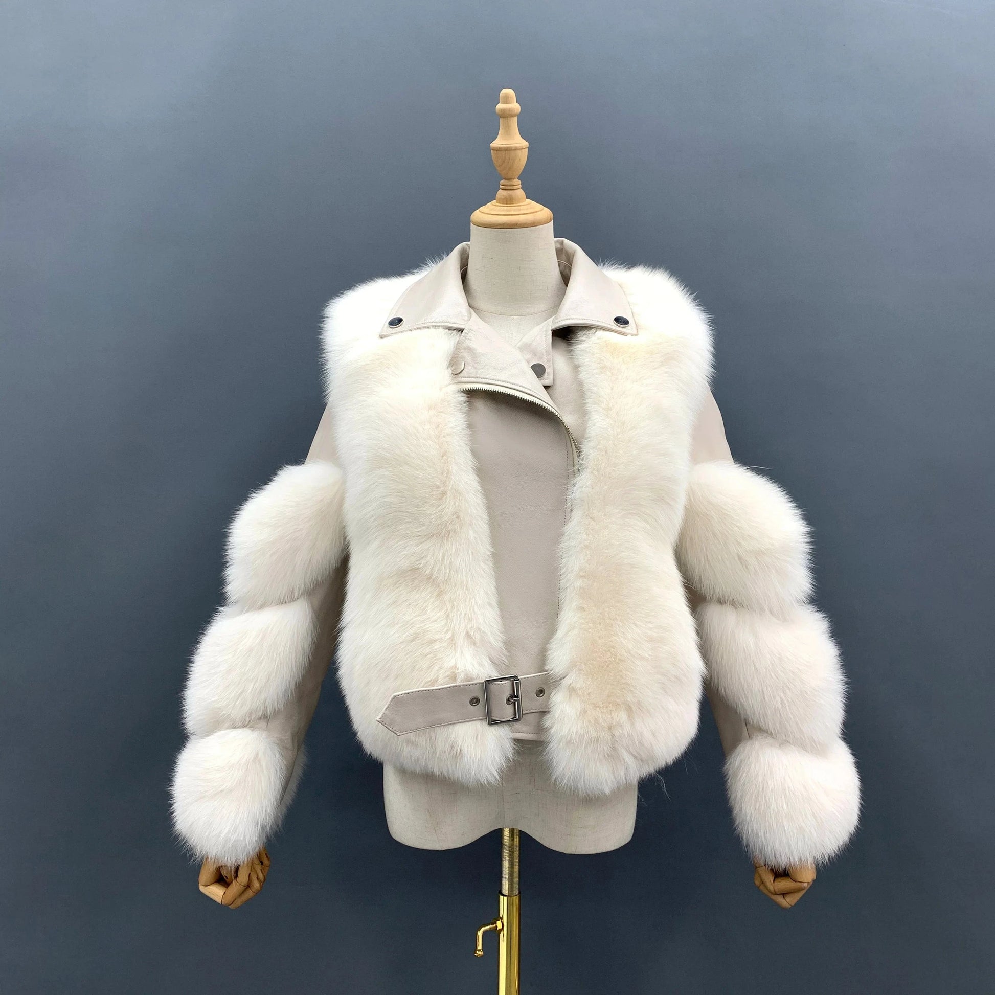 Hot Sell Warm Winter Genuine Leather Fluffy Real Fox Fur Jacket