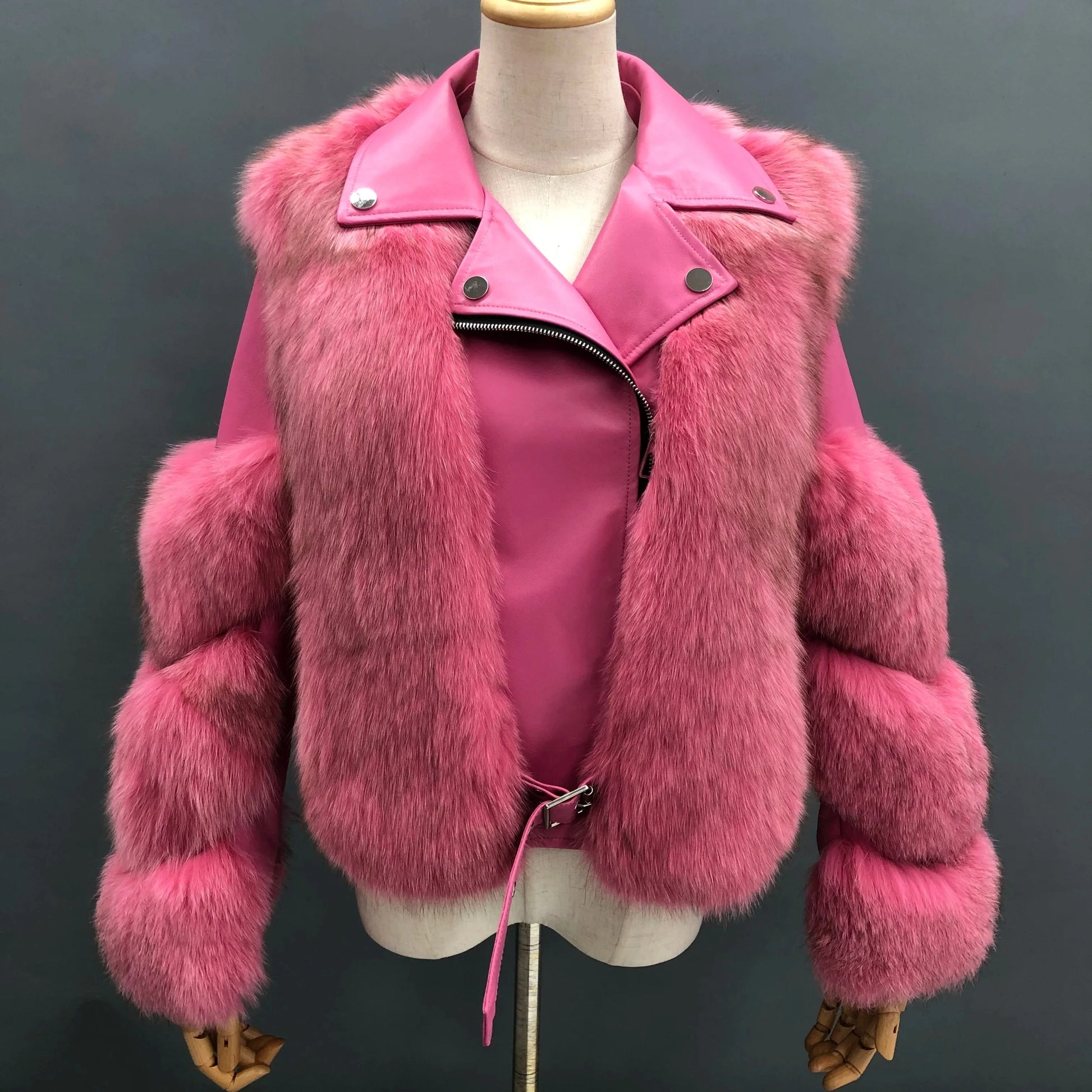 Hot Sell Warm Winter Genuine Leather Fluffy Real Fox Fur Jacket