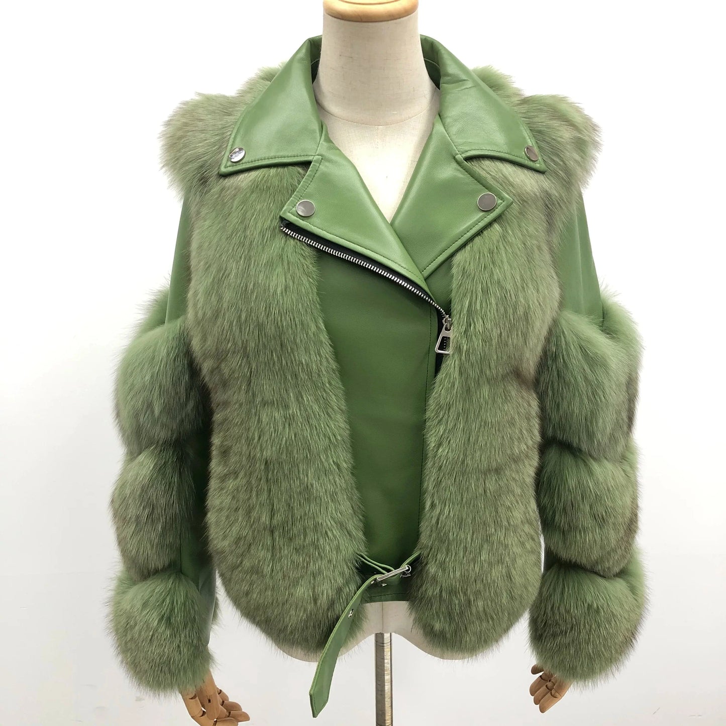 Hot Sell Warm Winter Genuine Leather Fluffy Real Fox Fur Jacket