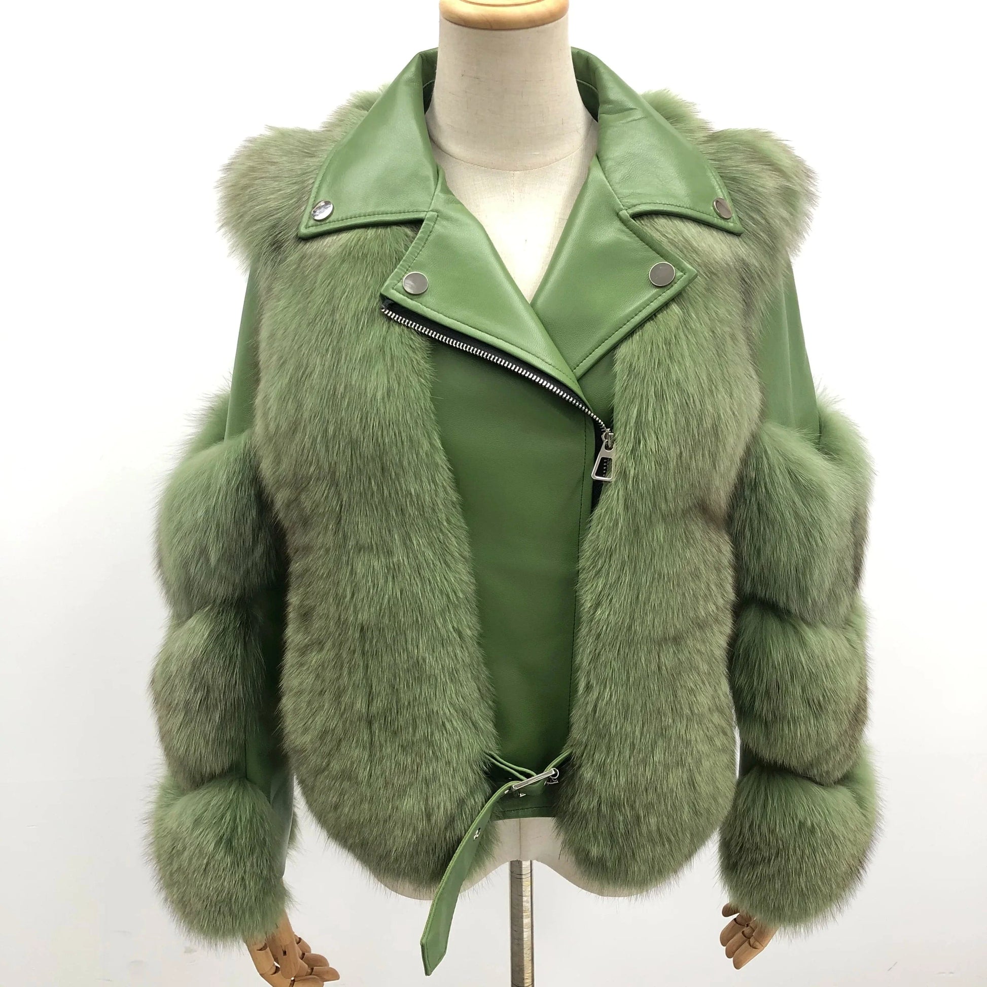 Hot Sell Warm Winter Genuine Leather Fluffy Real Fox Fur Jacket