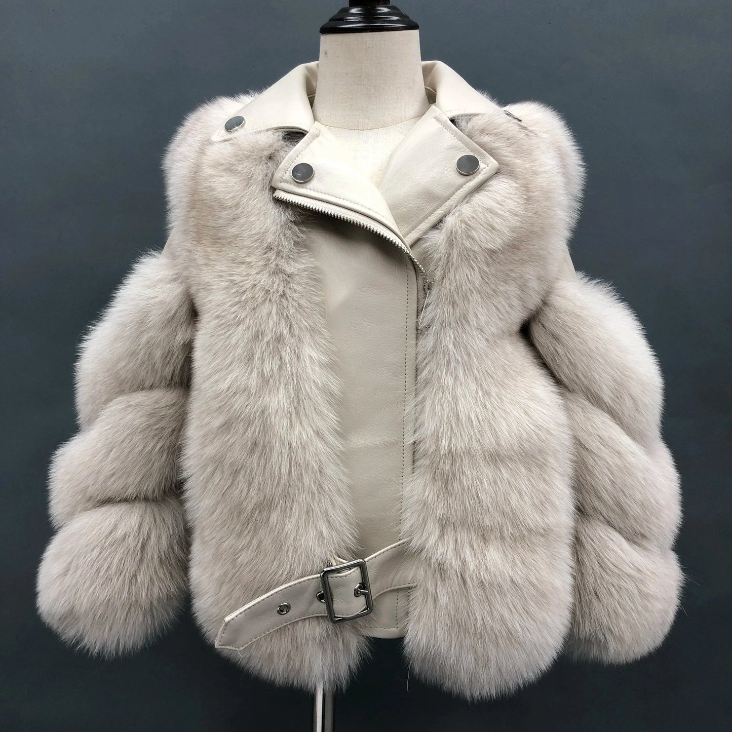 Hot Sell Warm Winter Genuine Leather Fluffy Real Fox Fur Jacket