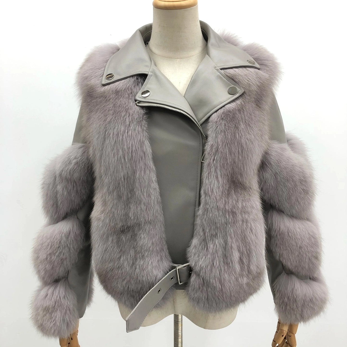 Hot Sell Warm Winter Genuine Leather Fluffy Real Fox Fur Jacket