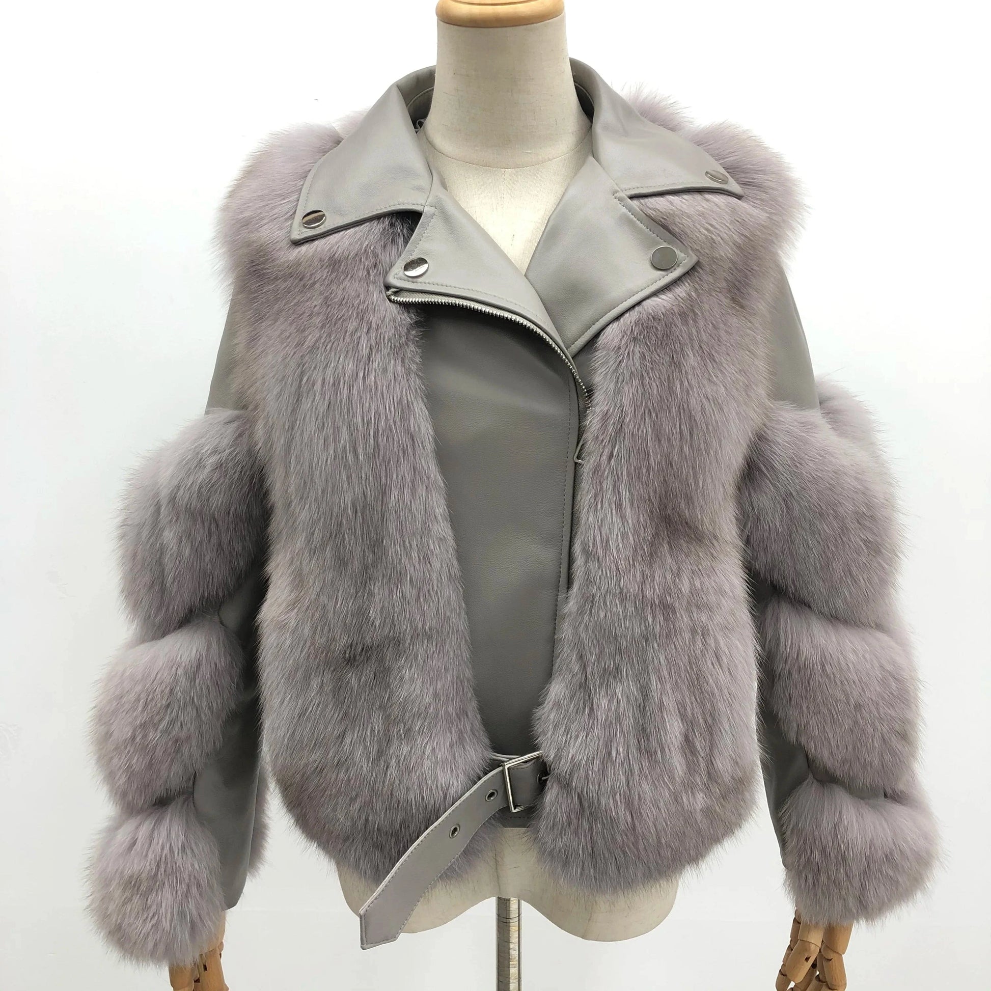 Hot Sell Warm Winter Genuine Leather Fluffy Real Fox Fur Jacket