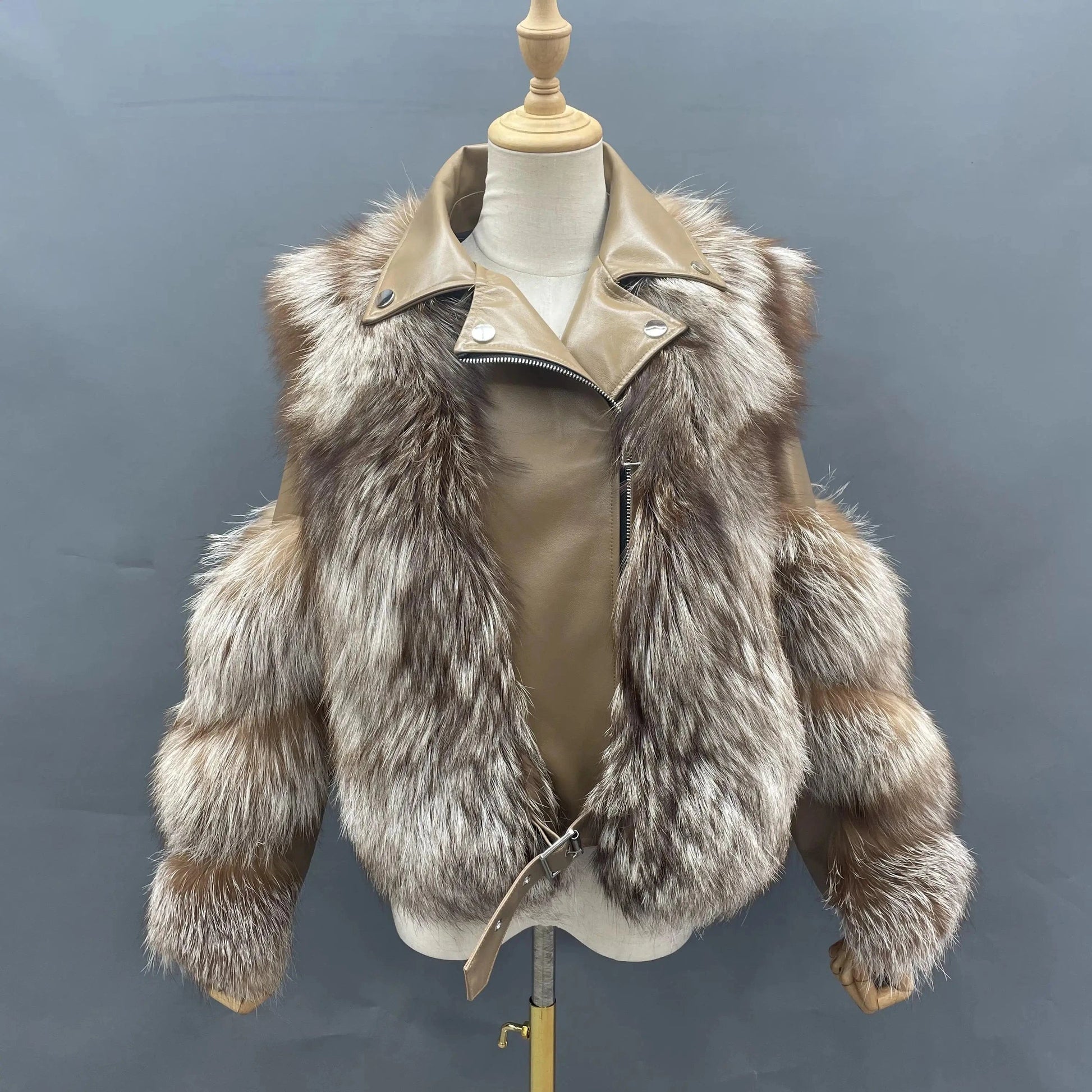 Hot Sell Warm Winter Genuine Leather Fluffy Real Fox Fur Jacket