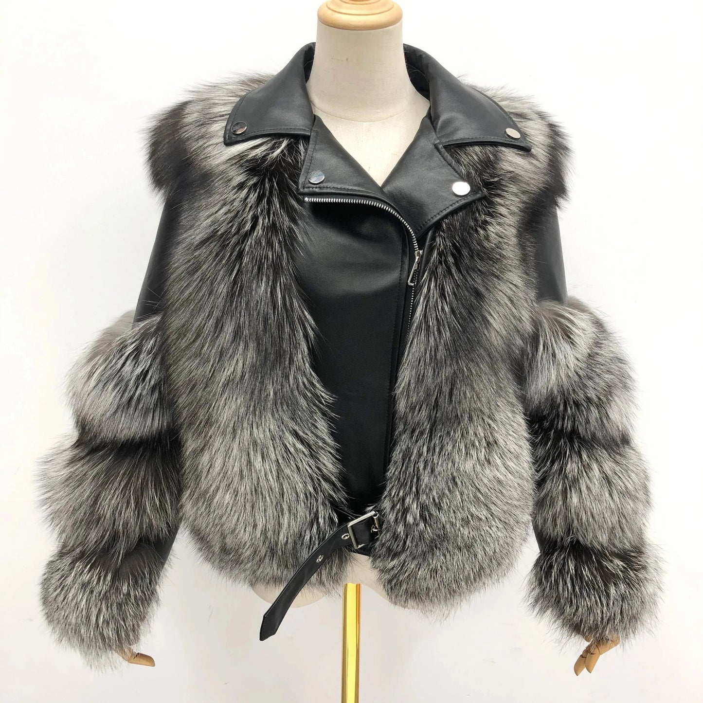 Hot Sell Warm Winter Genuine Leather Fluffy Real Fox Fur Jacket