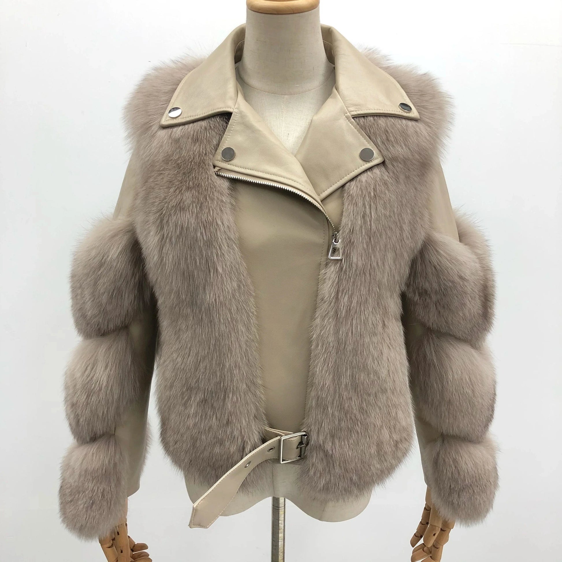 Hot Sell Warm Winter Genuine Leather Fluffy Real Fox Fur Jacket