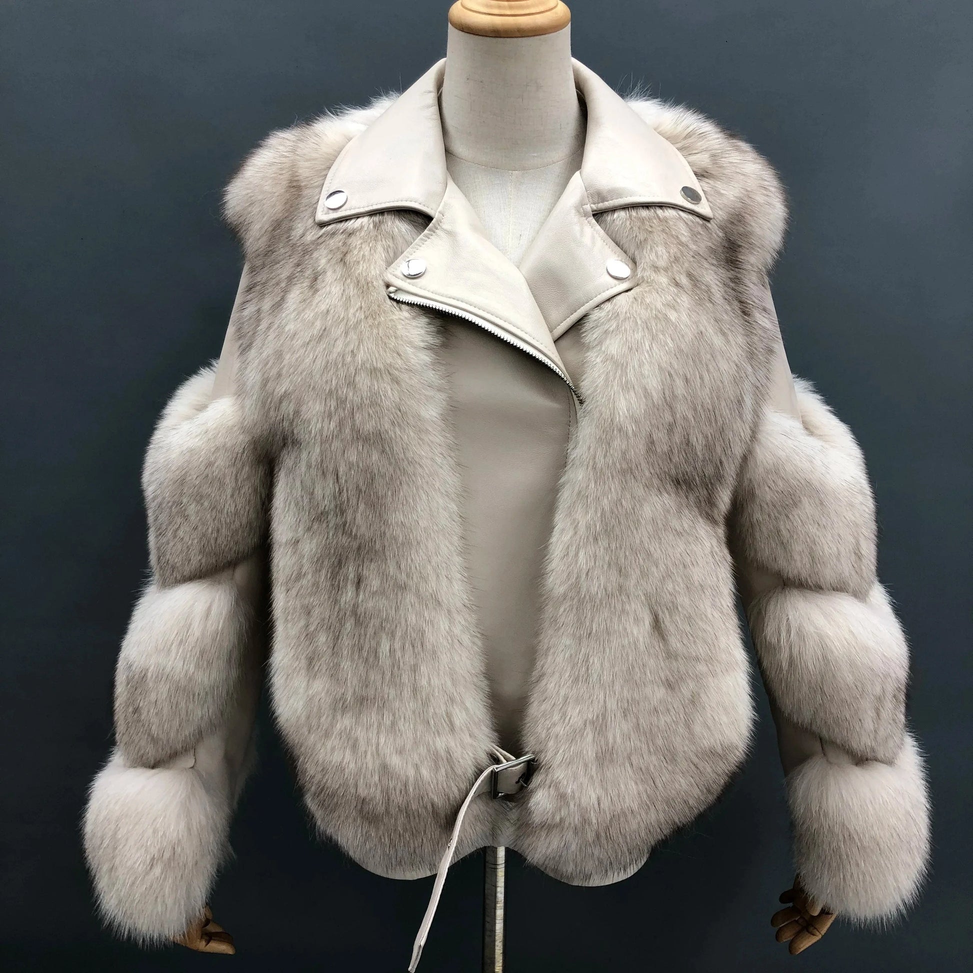 Hot Sell Warm Winter Genuine Leather Fluffy Real Fox Fur Jacket
