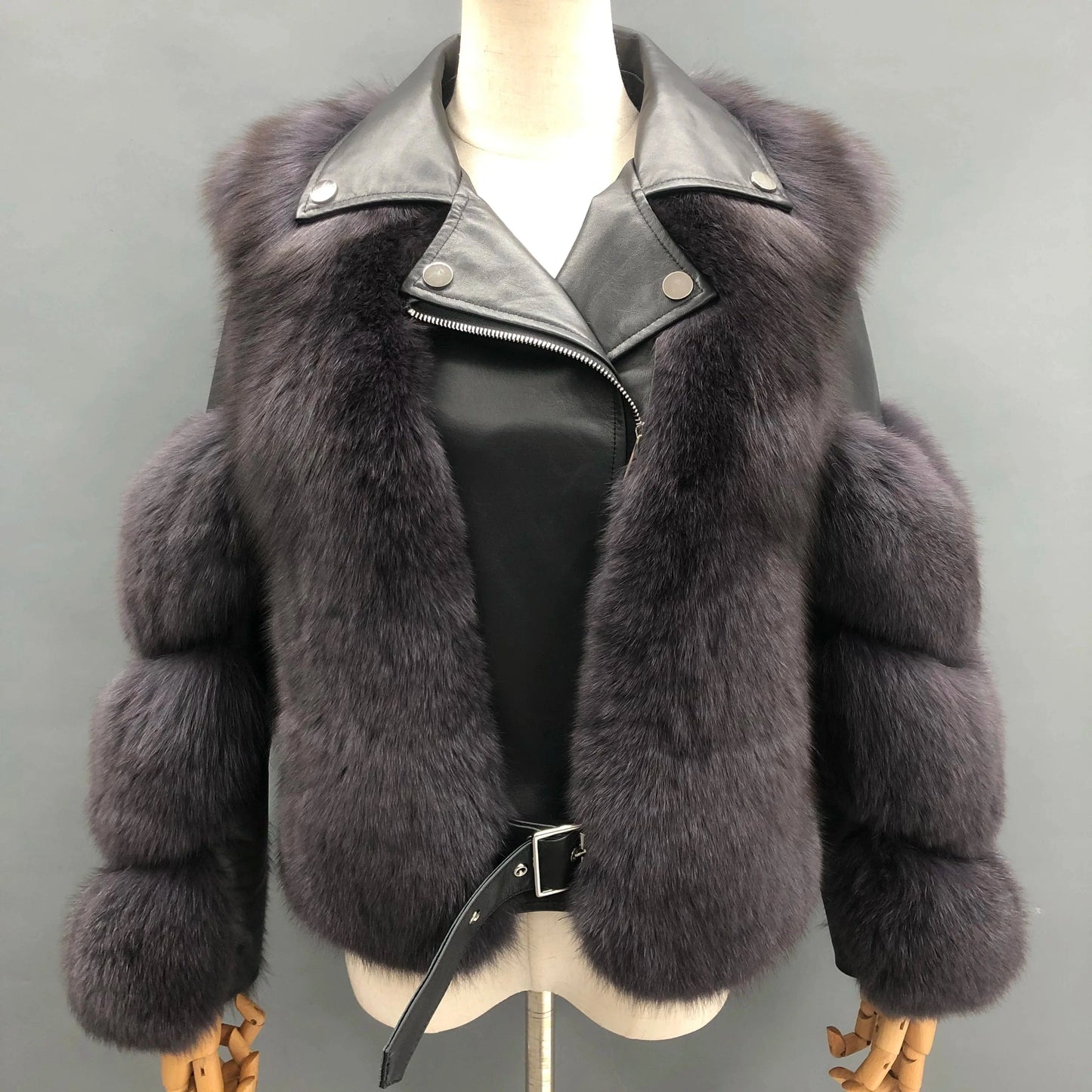Hot Sell Warm Winter Genuine Leather Fluffy Real Fox Fur Jacket