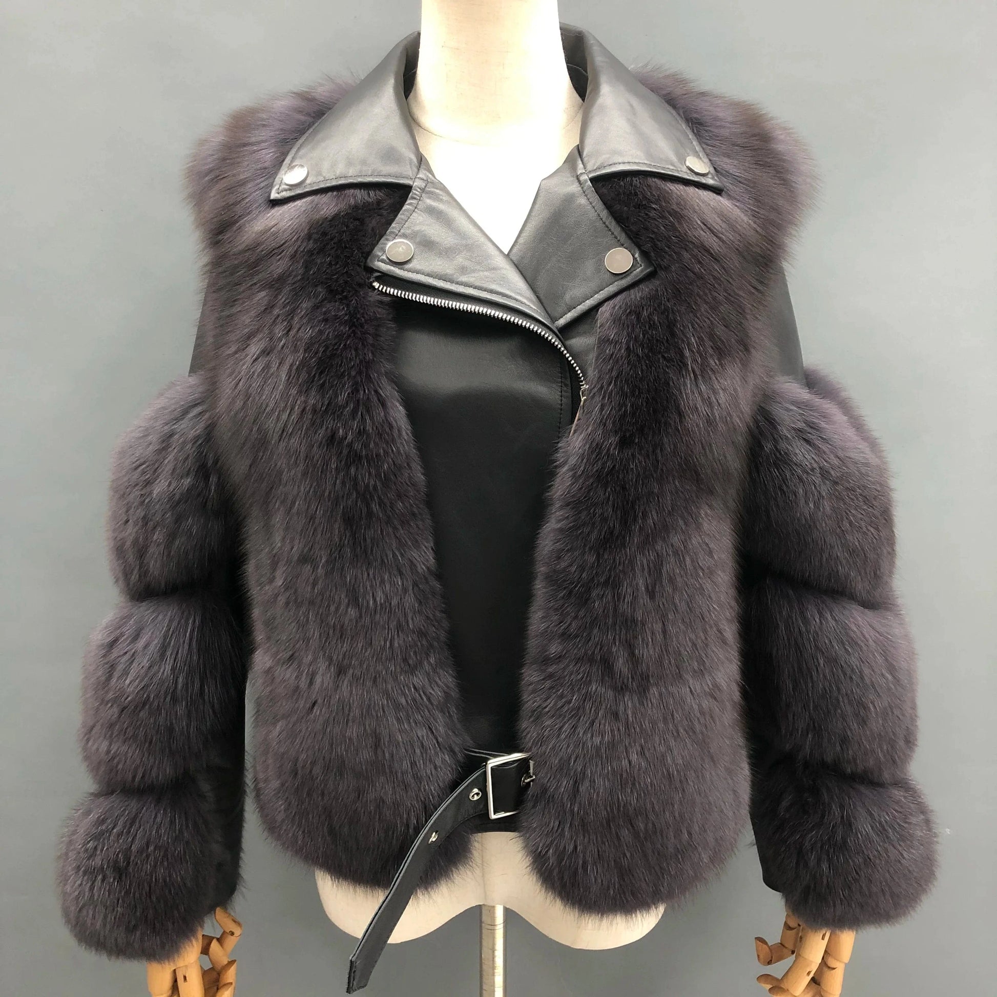 Hot Sell Warm Winter Genuine Leather Fluffy Real Fox Fur Jacket