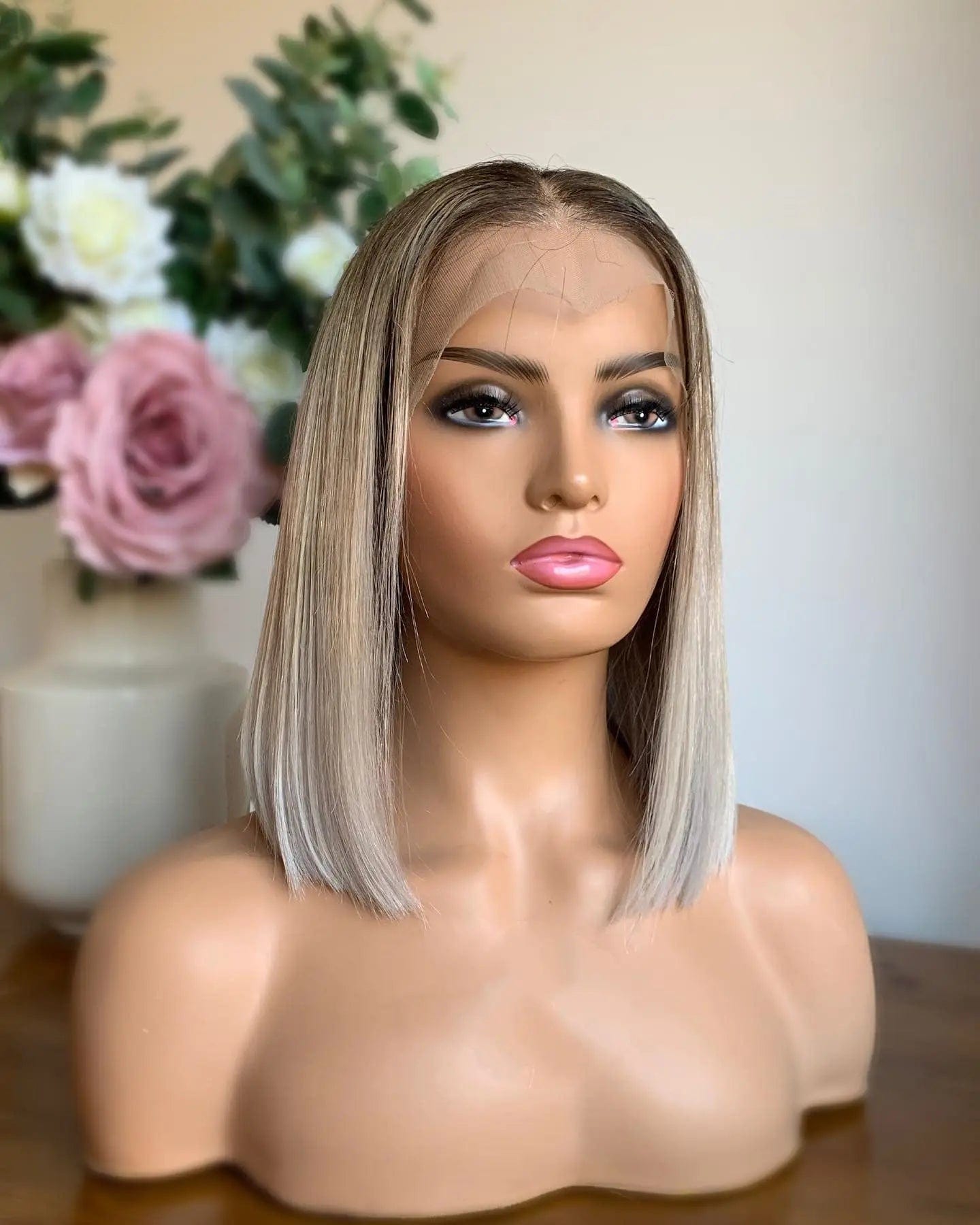 Hot Selling Bob Wigs Silky Straight #60 Color Human Virgin Hair Lace Front Wigs with Bangs