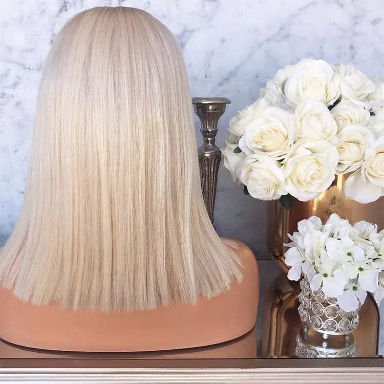 Hot Selling Bob Wigs Silky Straight #60 Color Human Virgin Hair Lace Front Wigs with Bangs