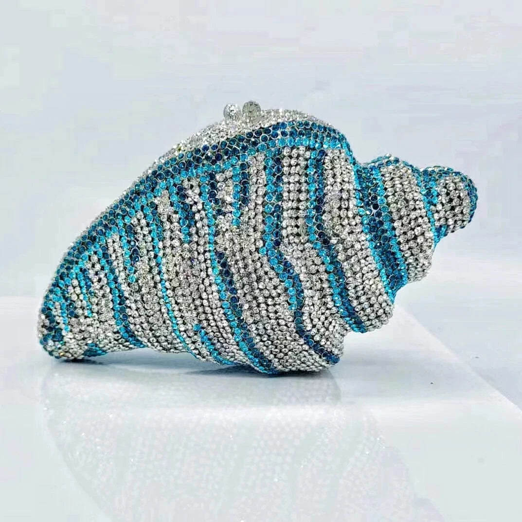 Hot Selling Design Conch Rhinestone Purse Shell Formal Clutch Bling Purse Rhinestone Handbag Rhinestone Purse Handbag Clutch
