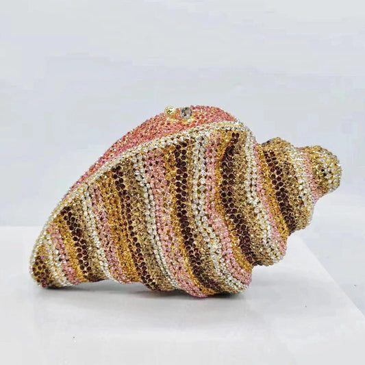 Hot Selling Design Conch Rhinestone Purse Shell Formal Clutch Bling Purse Rhinestone Handbag Rhinestone Purse Handbag Clutch