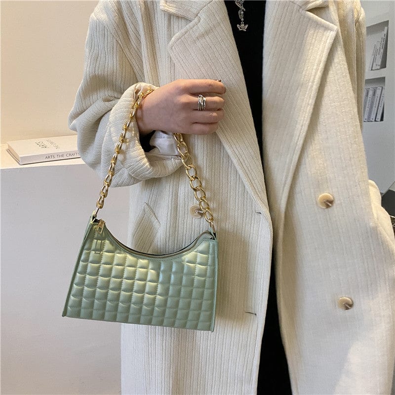 Hot Selling Fashion Dumplings Underarm Chain Lattice Design Pu Leather Bags Hand Bags and Purse Women