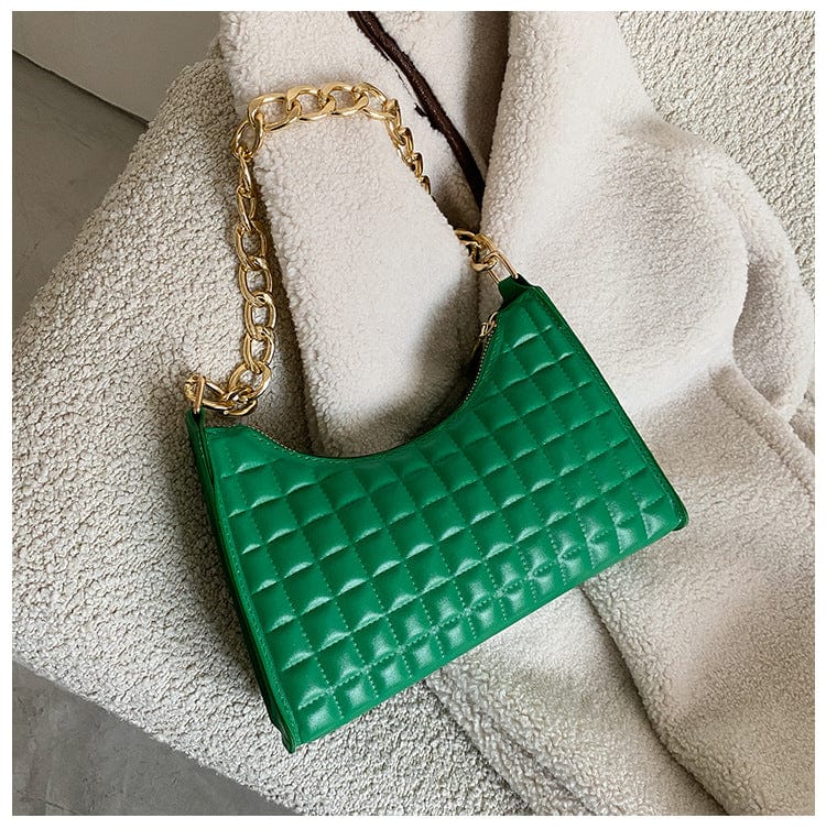 Hot Selling Fashion Dumplings Underarm Chain Lattice Design Pu Leather Bags Hand Bags and Purse Women