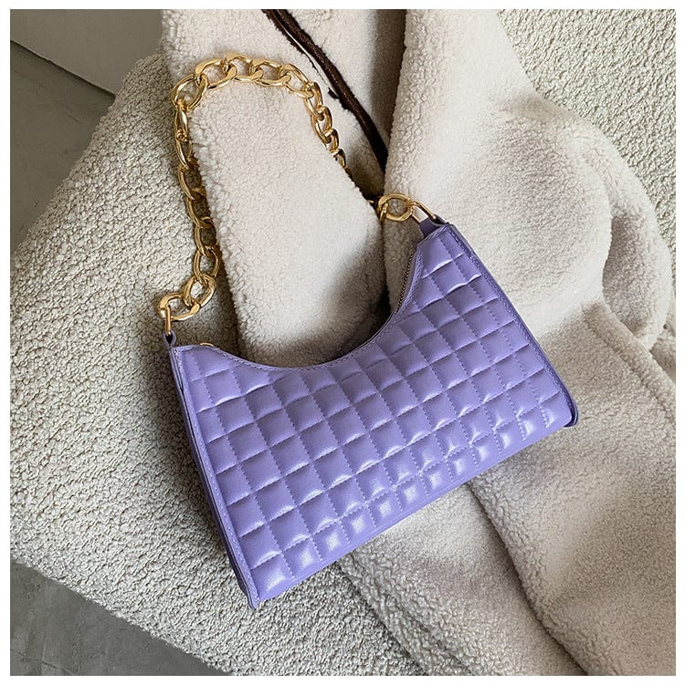 Hot Selling Fashion Dumplings Underarm Chain Lattice Design Pu Leather Bags Hand Bags and Purse Women