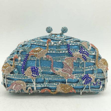 Hot Selling Ladies Flamingo Clutch Women Crystal Evening Purses and Handbags Luxury Wedding Party Bridal Rhinestone Bag