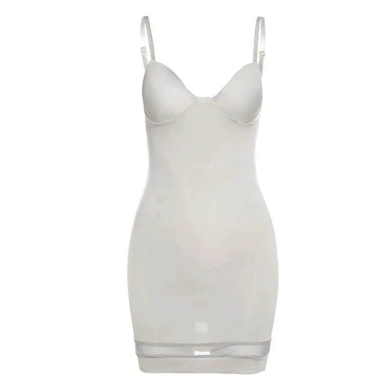 Hot Selling Nightclub Fashion Suspender Low-cut Mesh Panels Sexy Hip Wrap Dress