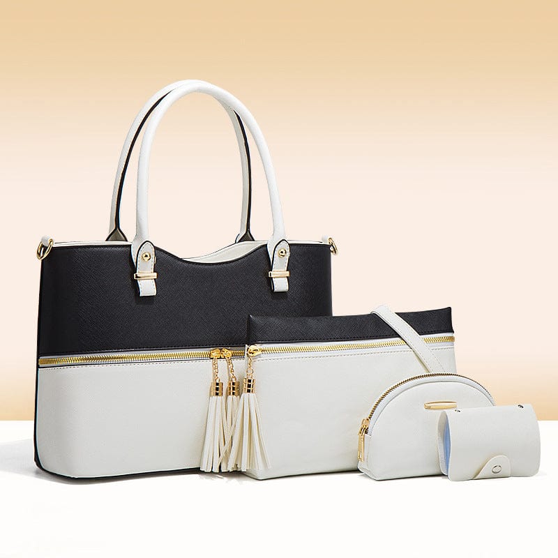 Hot Selling purse tote bag shoulder bag 4 pieces one set retro style pu leather lady handbag set