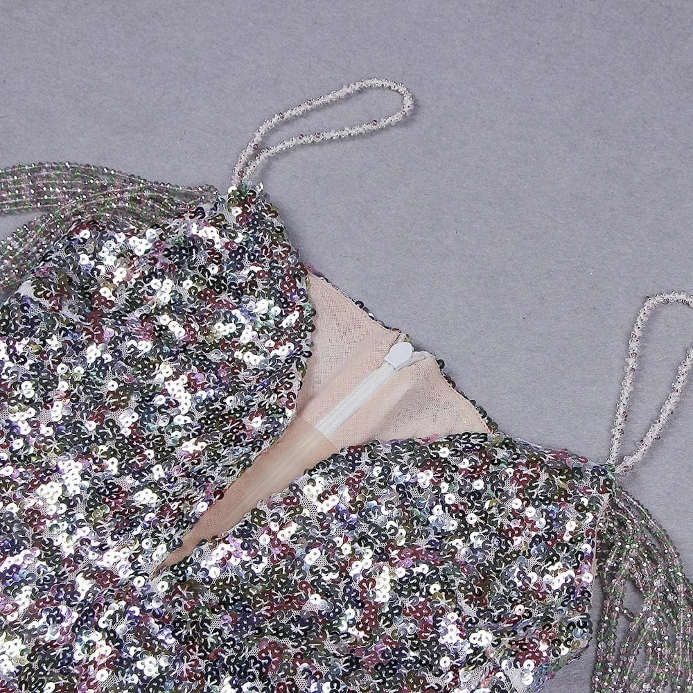 Hot Selling Sexy Elegant Cocktail Dress with Corsage and Sequins for Women