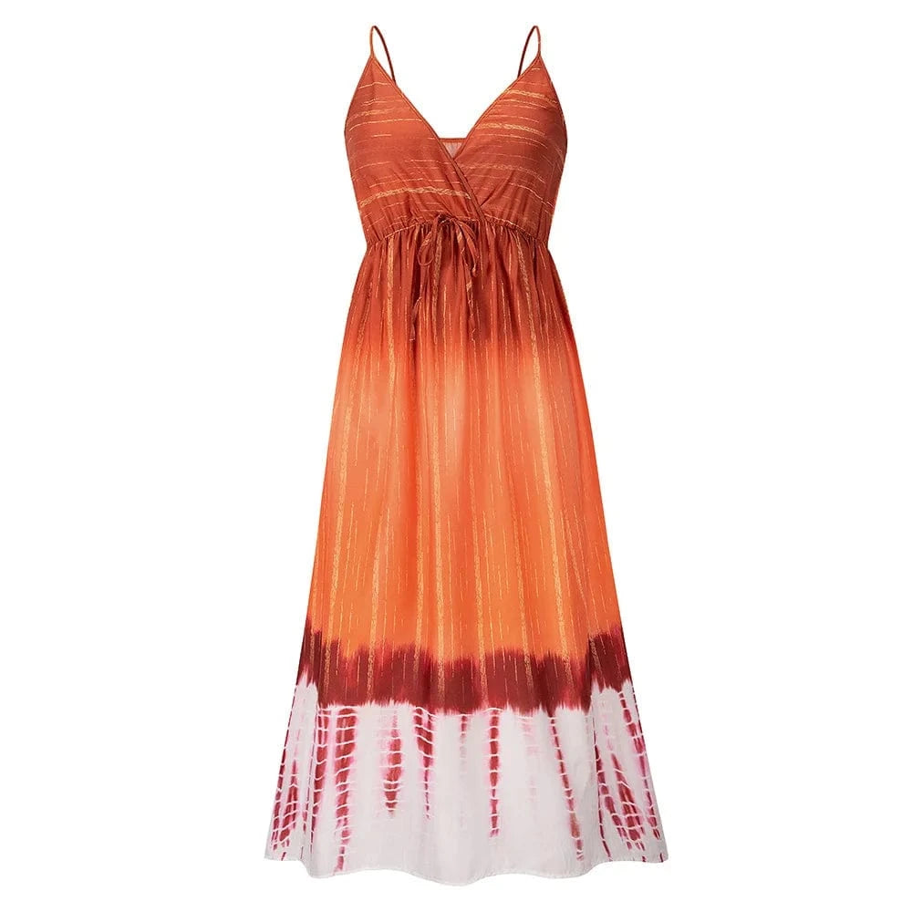 Hot Selling Spring and Summer New Tie-dye Suspender Skirt Casual Self-cultivation Temperament Gradient Color Dress