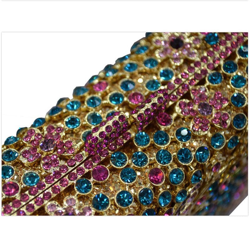 Hot Selling Wedding Bridal Purse Sparkle Flower Clutch Bags Hardcase Handmade Crystal Bag Rhinestone Handbag Wedding Purse