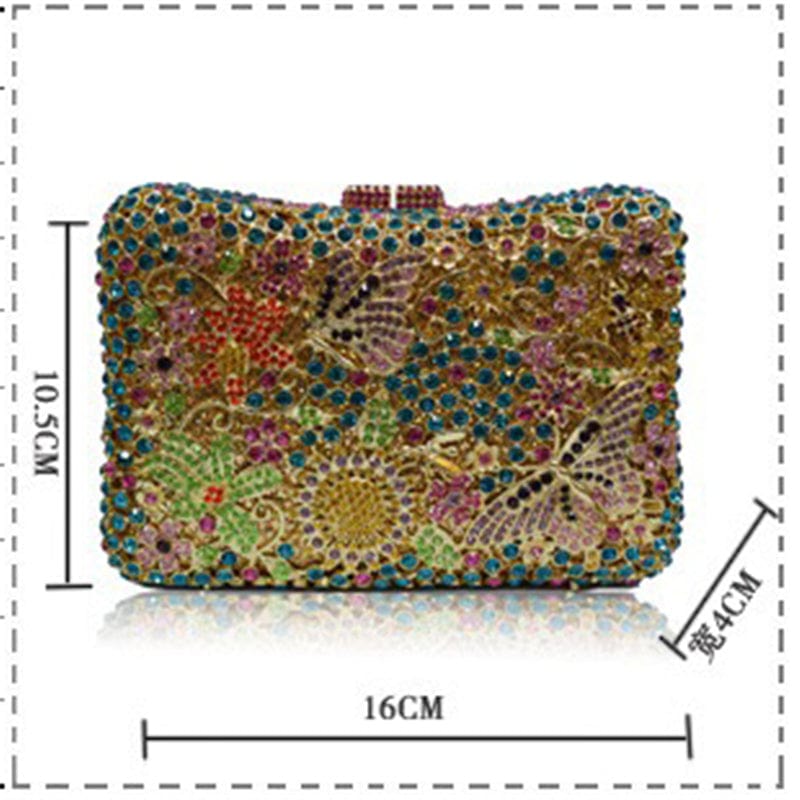 Hot Selling Wedding Bridal Purse Sparkle Flower Clutch Bags Hardcase Handmade Crystal Bag Rhinestone Handbag Wedding Purse