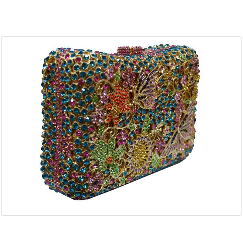 Hot Selling Wedding Bridal Purse Sparkle Flower Clutch Bags Hardcase Handmade Crystal Bag Rhinestone Handbag Wedding Purse