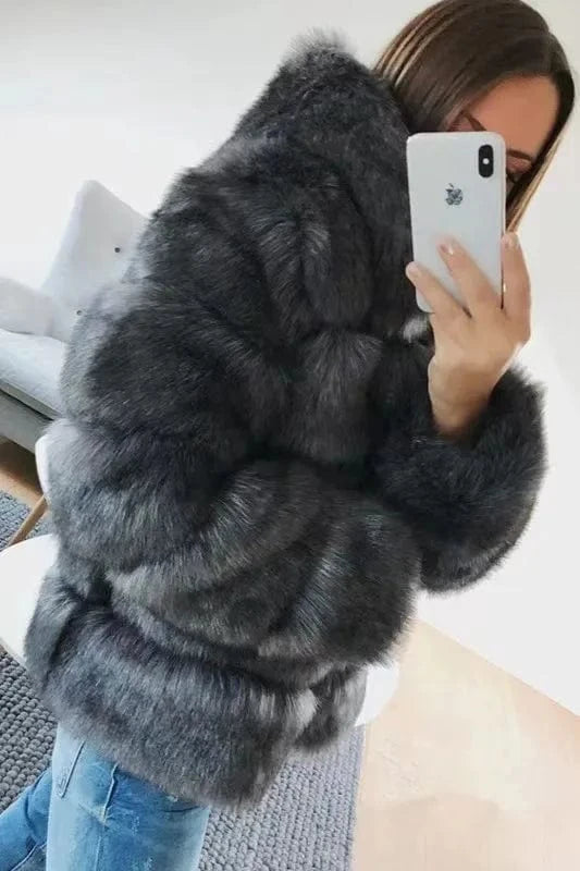 Hot selling winter plus size women's clothing faux fur fox coat jacket faux fur coat