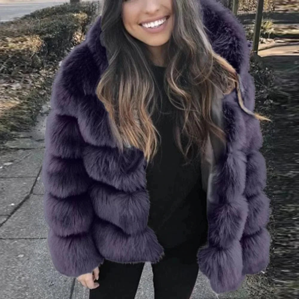 Hot selling winter plus size women's clothing faux fur fox coat jacket faux fur coat