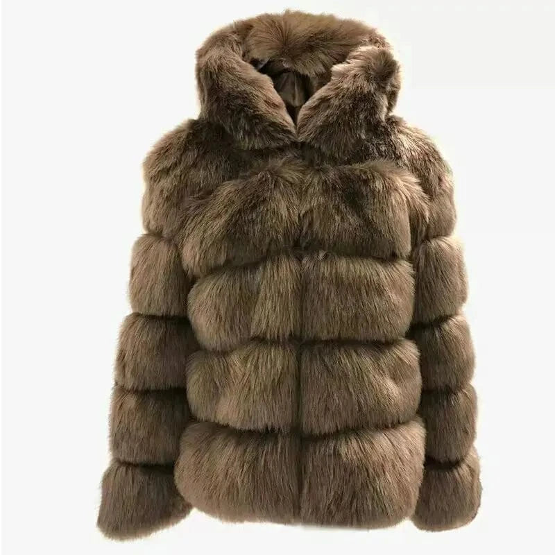 Hot selling winter plus size women's clothing faux fur fox coat jacket faux fur coat