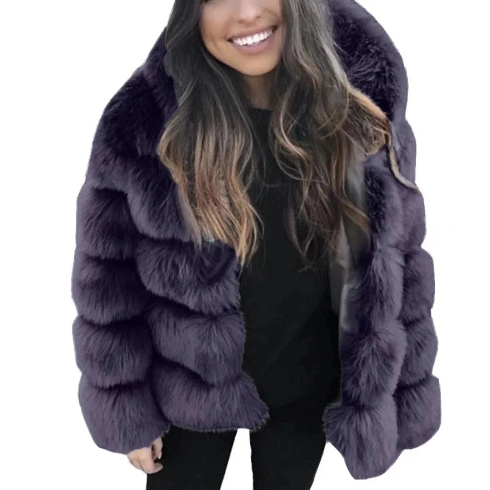 Hot selling winter plus size women's clothing faux fur fox coat jacket faux fur coat