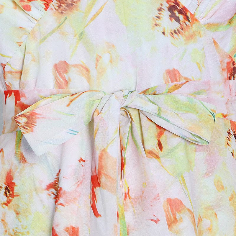 Hot Style Summer Long Sleeve Floral Long Sundresses Women Casual Clothes Dress