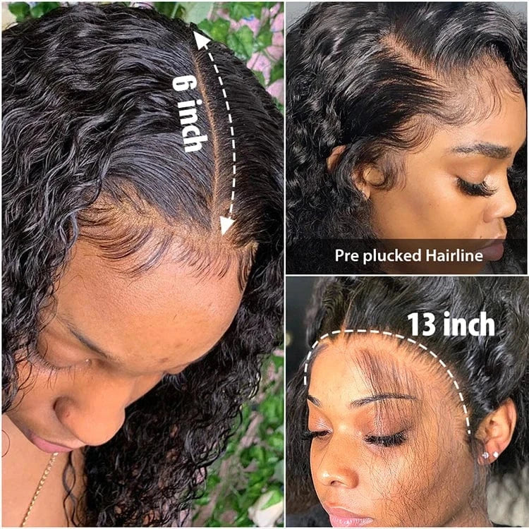 Hote selling HD lace 13*6 frontal wig 22 24 26 28 30 32inch straight body deep water curly wave 150% density kinky straight w