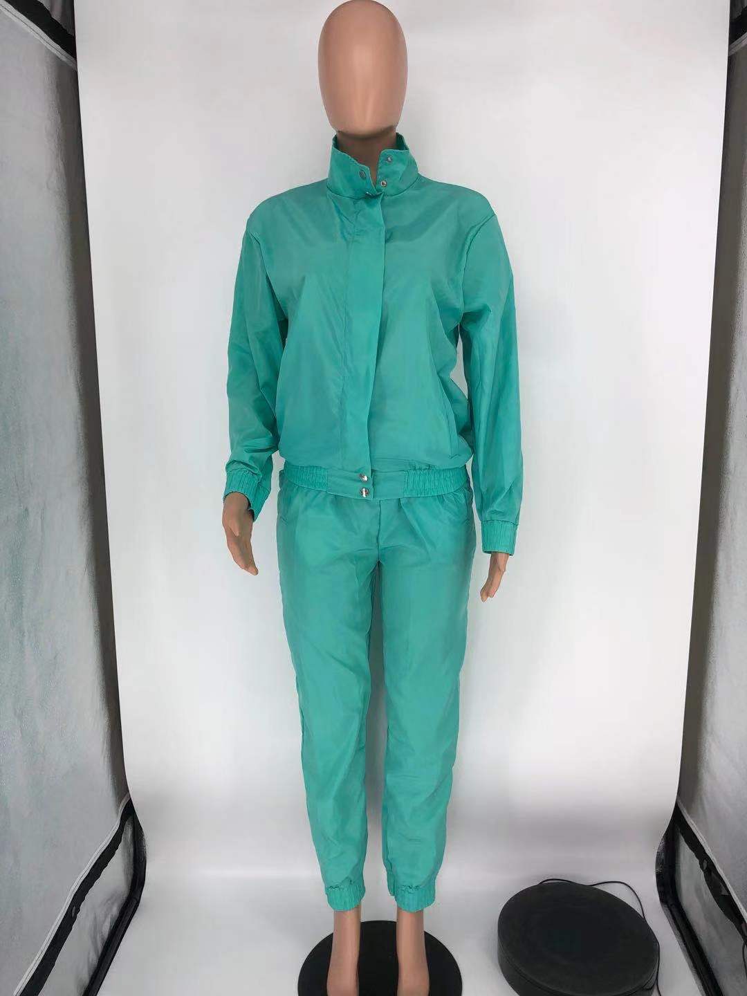 HT-6079 Fashion Casual Women'S Sports Solid Color Zipper High Quality Sweat Suits