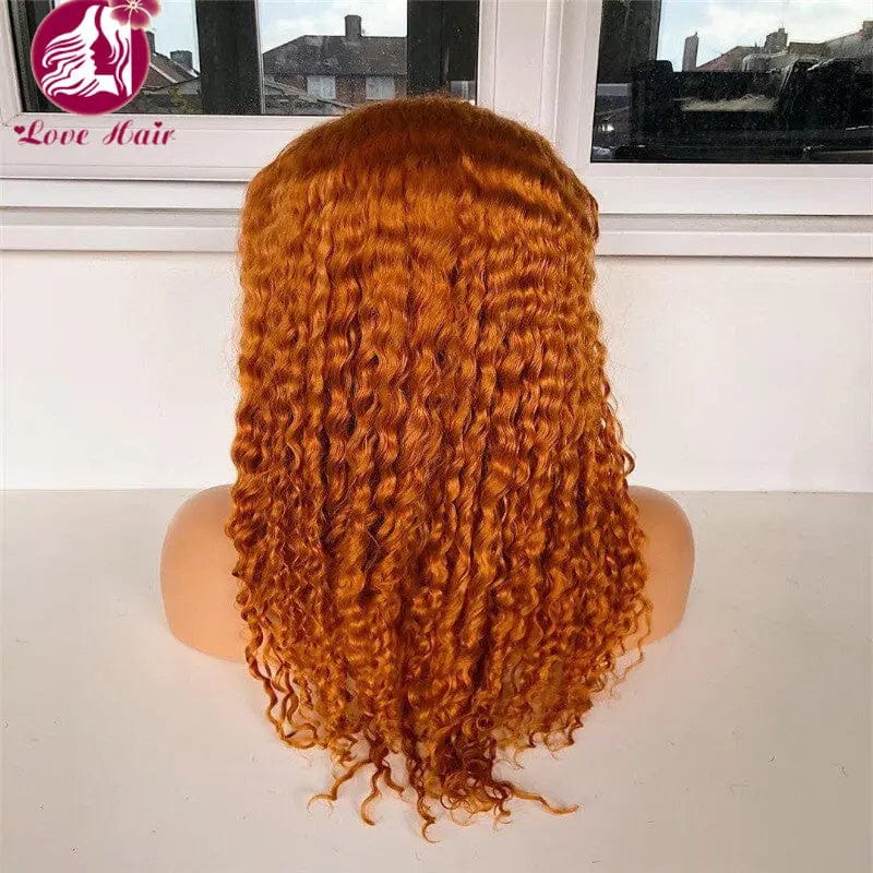 human hair 11A grade ginger orange color water wigs