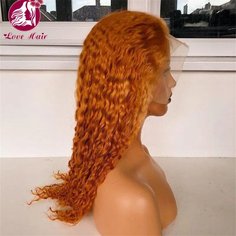 human hair 26 Inches / Orange 11A grade ginger orange color water wigs
