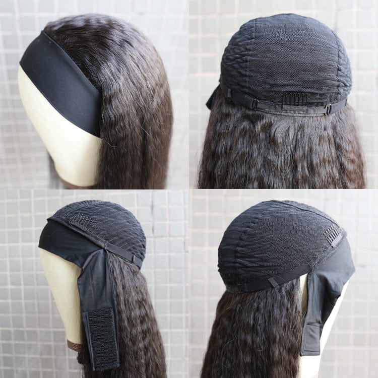 Human Hair 30 Inch Glueless Brazilian Hair Wigs Remy Human Hair Wigs Black Color 150 Density Headband Wig For Black Women