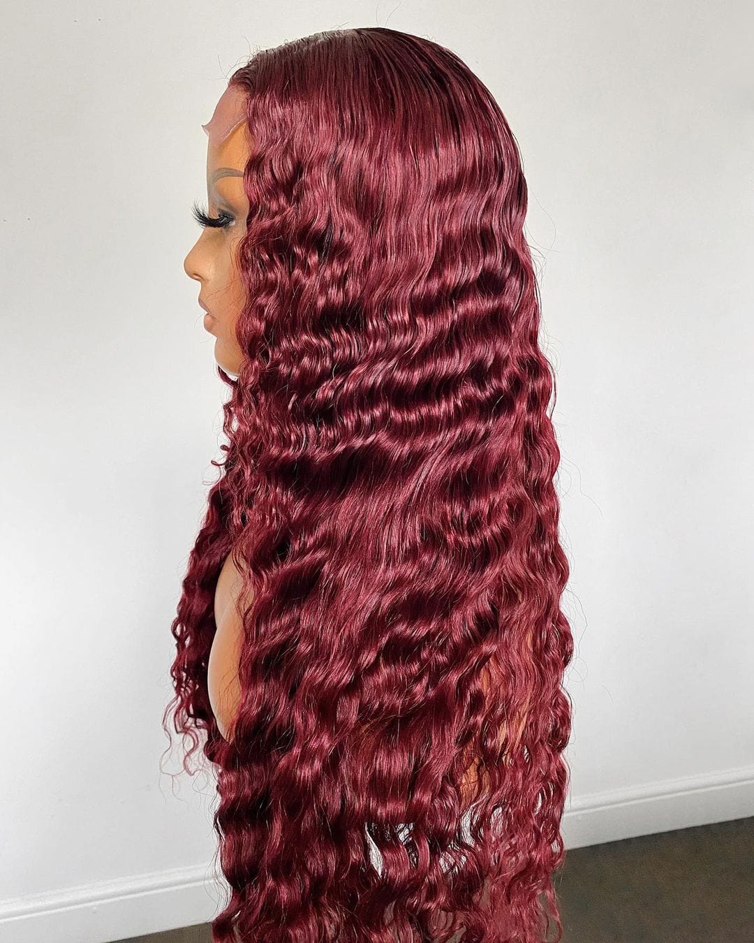 Human Hair Burgundy Red Color Curly Lace Front Wigs For Black Women Curly Front Lace Dark Wine Color Wigs