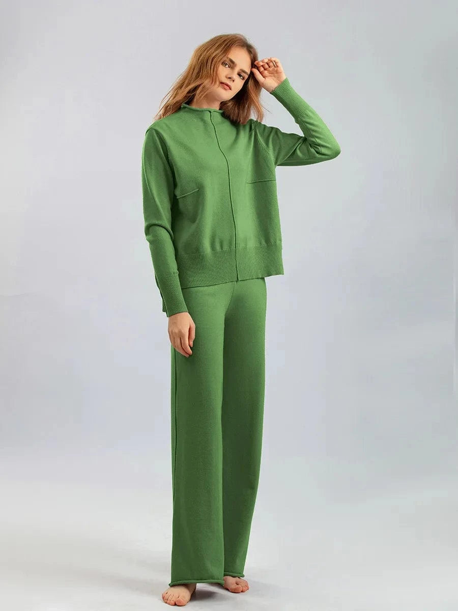 IHOOV Knitted Sweater and Wide-Leg Pants Set for Women