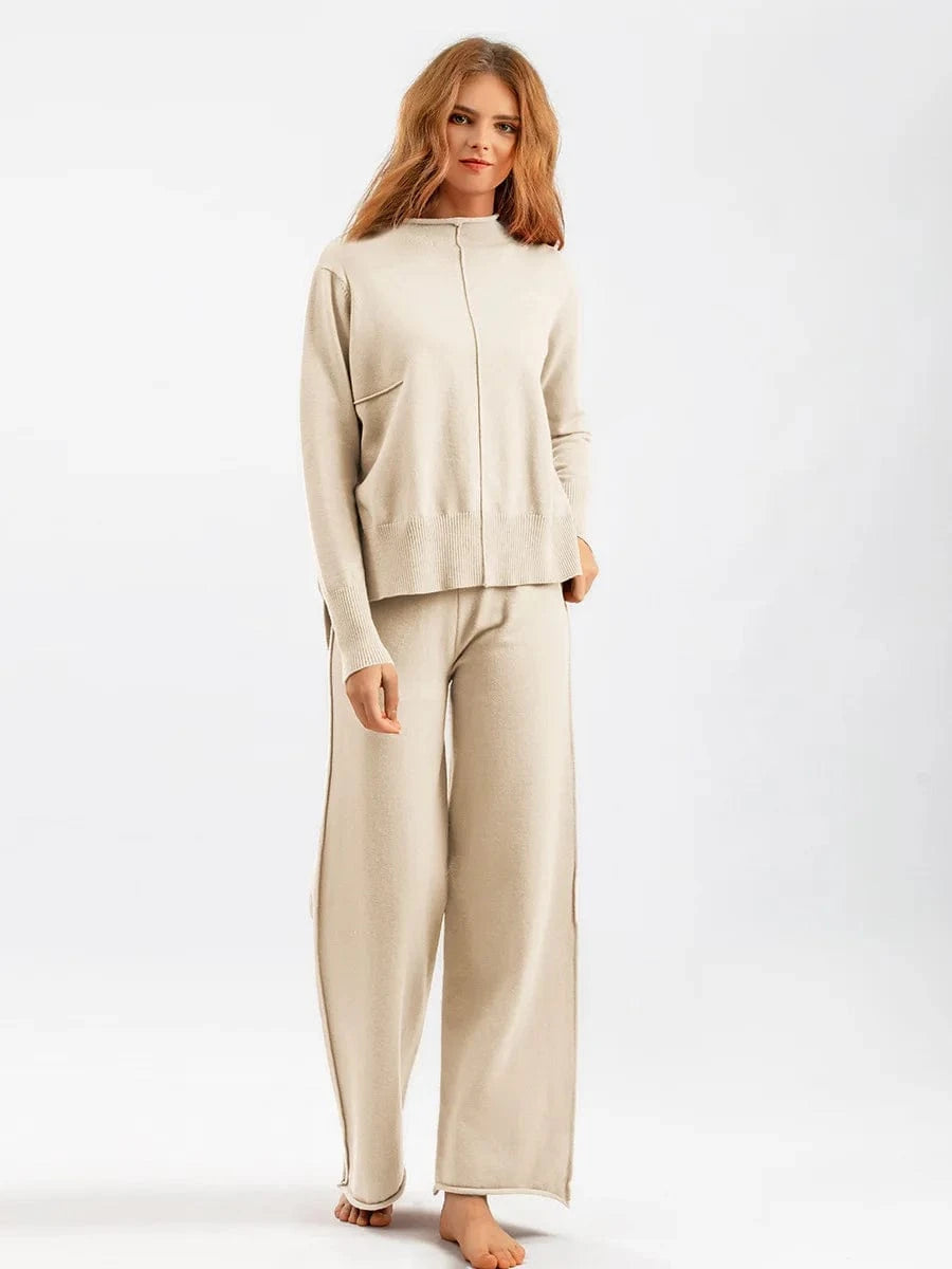 IHOOV Knitted Sweater and Wide-Leg Pants Set for Women