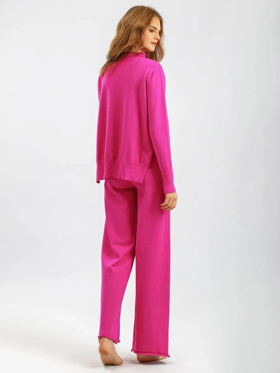 IHOOV Knitted Sweater and Wide-Leg Pants Set for Women