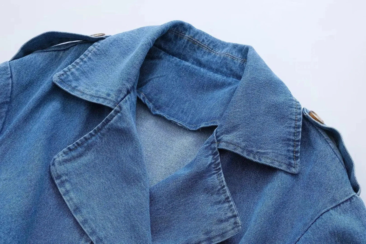 IHOOV outdoor Double Breasted Belted Denim Coat long coat fall clothing women ladies denim long jacket